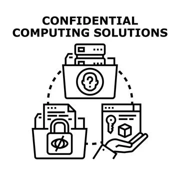 Confidential computing solutions protecting sensitive data processing Illustrazione stock