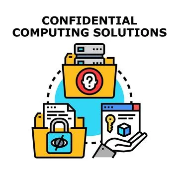 Confidential computing solutions protecting sensitive data processing Stock Illustration