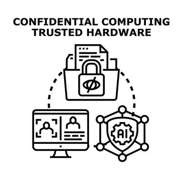Confidential computing trusted hardware protecting sensitive digital data Stock Illustration
