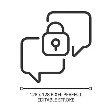 Confidential conversation pixel perfect linear icon Stock Illustration