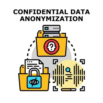 Confidential data anonymization process protecting private information Stock Illustration