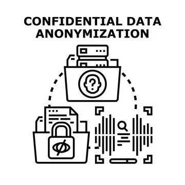 Confidential data anonymization process protecting private information Stock Illustration