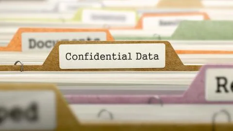 Confidential Data Concept. Folders in Catalog Stock Illustration