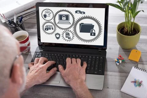 Confidential data concept on a laptop screen Stock Photos