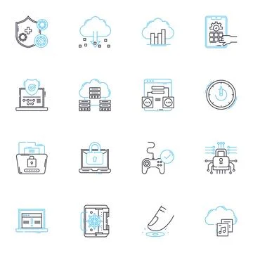 Confidential data linear icons set. Privacy, Encryption, Security, Access 스톡 일러스트