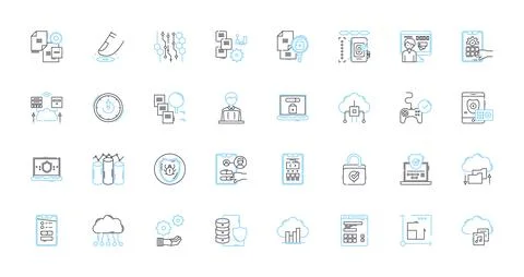 Confidential data linear icons set. Privacy, Encryption, Security, Access Illustrazione stock