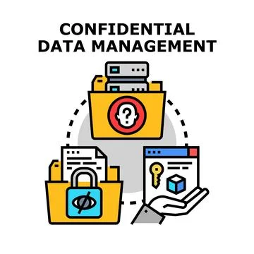 Confidential data management process protecting privacy and security Stock Illustration