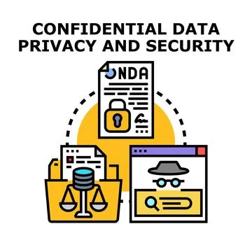 Confidential data privacy and security protecting sensitive information Stock Illustration
