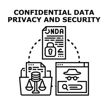 Confidential data privacy and security protecting sensitive information Stock Illustration