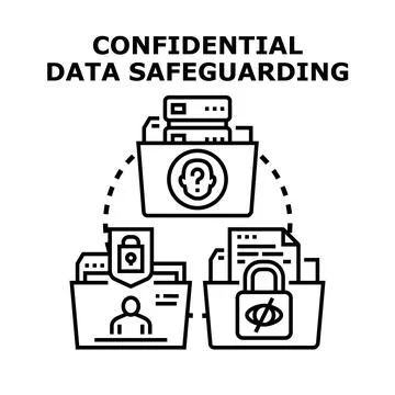Confidential data safeguarding protecting personal information concept Stock Illustration
