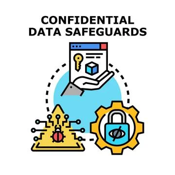 Confidential data safeguards protecting digital information privacy Stock Illustration