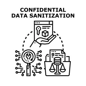 Confidential data sanitization process and digital security Illustrazione stock
