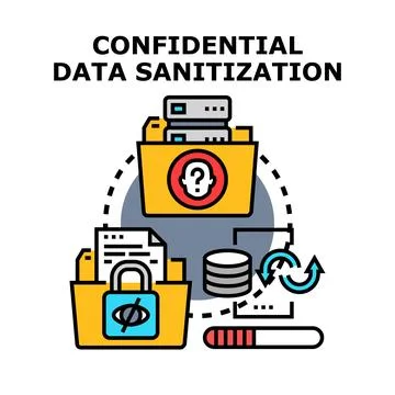 Confidential data sanitization process removing sensitive information Stock Illustration