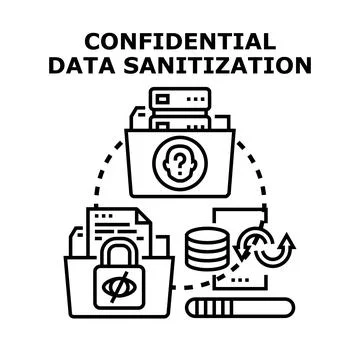 Confidential data sanitization process removing sensitive information Stock Illustration
