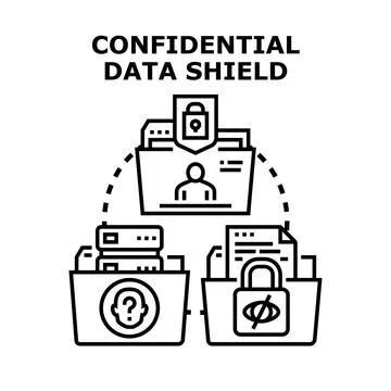 Confidential data shield protecting personal information Stock Illustration