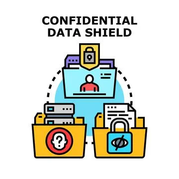 Confidential data shield protecting personal information Illustrazione stock