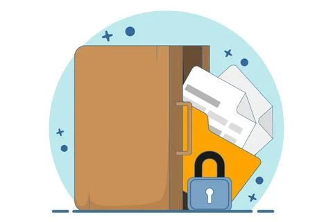 Confidential Document Concept, folder with Lock and Documents. Stock Illustration