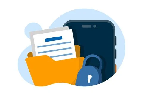 Confidential Document Concept, folder with Lock and Documents. Stock Illustration