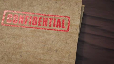 Confidential Document Folder On Office Desk 3d render. 스톡 일러스트