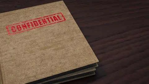 Confidential Document Folder On Office Desk 3d render. Stock Photos