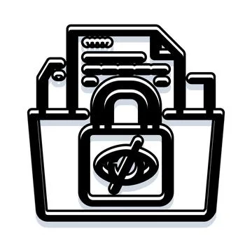 Confidential document folder with privacy padlock icon Stock Illustration