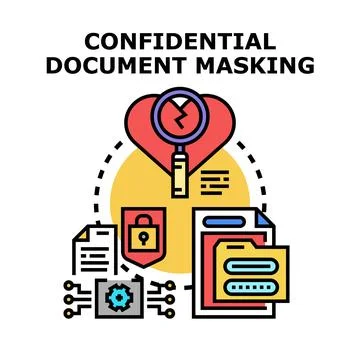 Confidential document masking process protecting sensitive data Stock Illustration