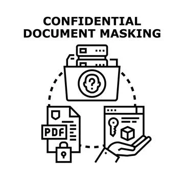 Confidential document masking protecting personal data security Stock Illustration