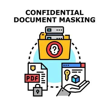 Confidential document masking protecting personal data security Stock Illustration