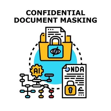 Confidential document masking using artificial intelligence Stock Illustration