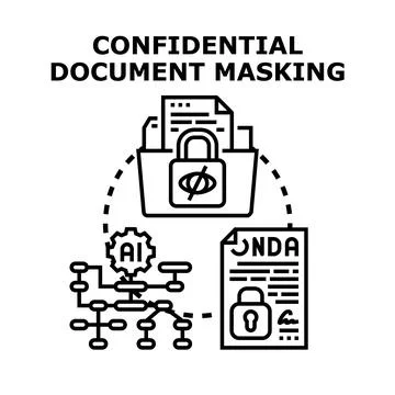 Confidential document masking using artificial intelligence 스톡 일러스트