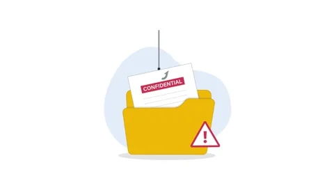 Confidential Document with Phishing Hook. Data Theft Concept Animation Stock Footage 337385763