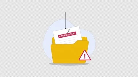 Confidential Document with Phishing Hook. Data Theft Concept Animation Stock Footage 337385839