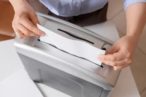 Confidential document shredding for data protection and information security, Stock Photos
