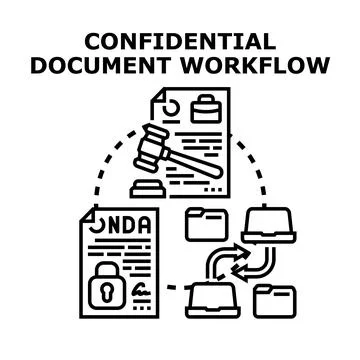 Confidential document workflow management system concept Stock Illustration