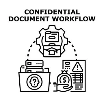 Confidential document workflow managing sensitive information security Stock Illustration