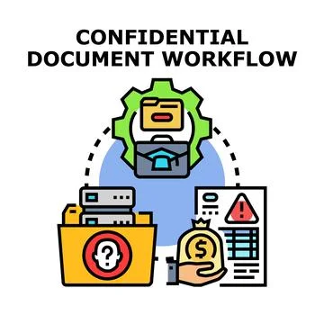 Confidential document workflow managing sensitive information security 库存插图