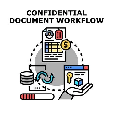 Confidential document workflow processing sensitive information securely Stock Illustration