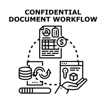 Confidential document workflow processing sensitive information securely Stock Illustration