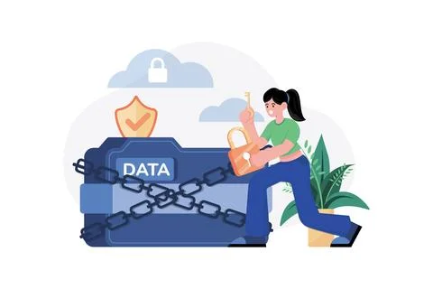 Confidential documents security Illustration concept. A flat illustration i.. Stock Illustration