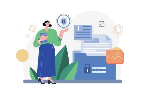 Confidential Documents Security Illustration concept. A flat illustration i.. Illustrazione stock