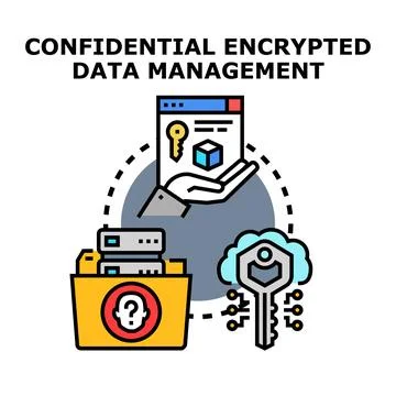 Confidential encrypted data management concept with digital key Stock Illustration