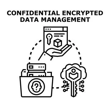 Confidential encrypted data management concept with digital key Stock Illustration
