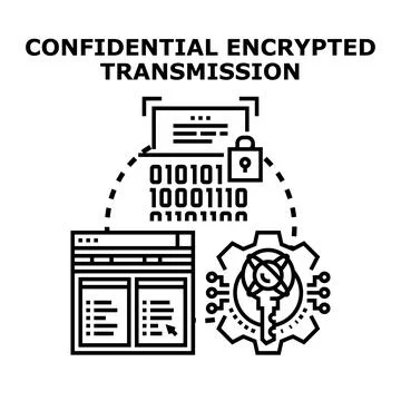 Confidential encrypted transmission using cyber security technology Illustrazione stock