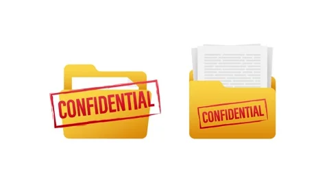 Confidential file and folder on white and blue background Stock Footage 313164376