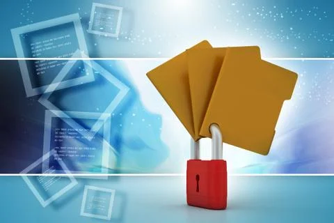 Confidential files. Padlock on folder Stock Illustration