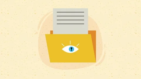 Confidential folder with sensitive documents animation concept with eye and.. Stock Footage 333719597
