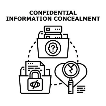 Confidential information concealment and data privacy concept Stock Illustration