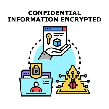 Confidential information encrypting data security and protection Illustrazione stock