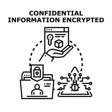 Confidential information encrypting data security and protection 库存插图
