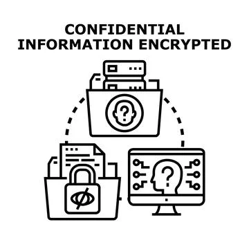 Confidential information encrypting process in data protection concept Illustrazione stock